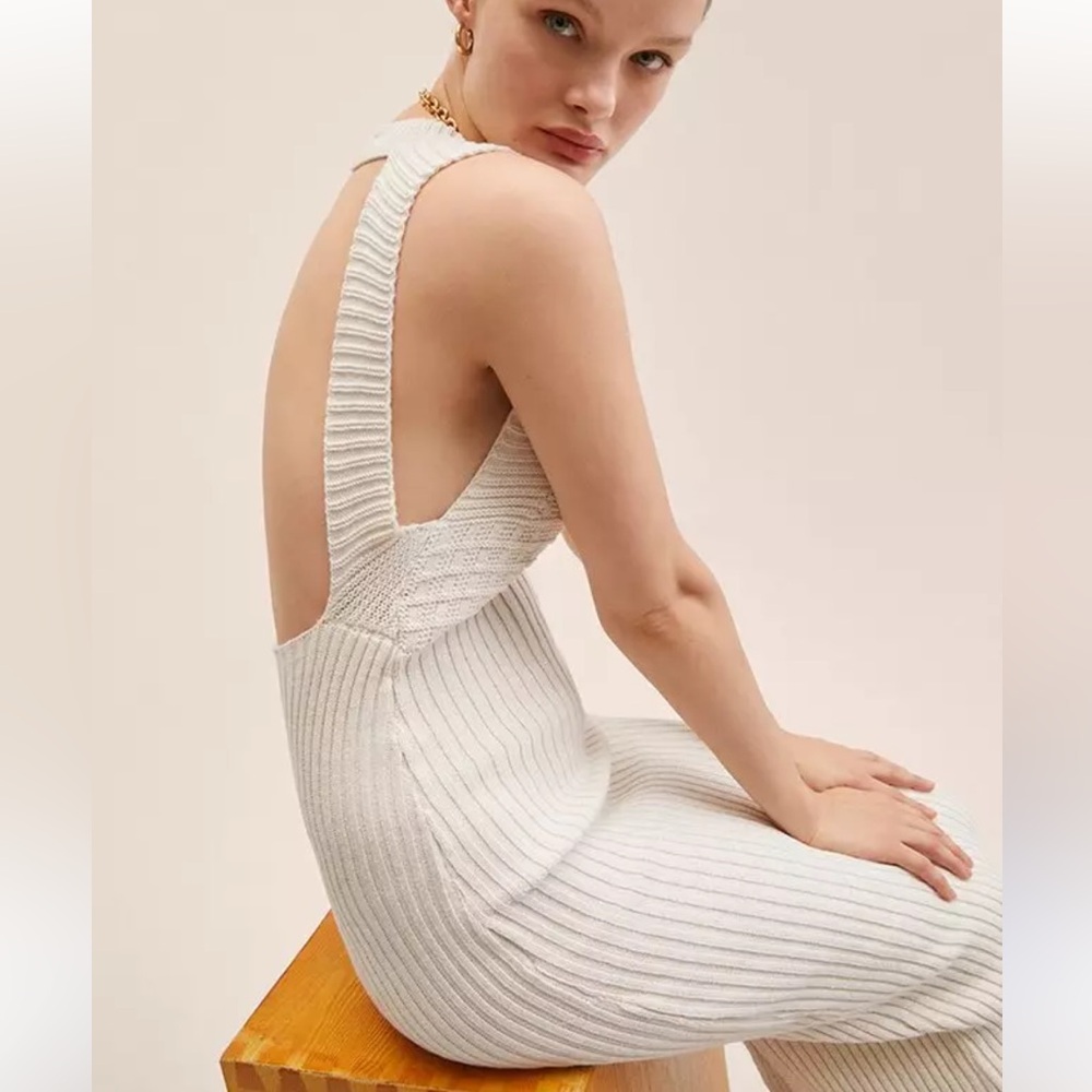 Mango White Backless Knit Dress